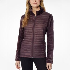 32 Degrees Down Puffer Plush Fleece Mixed Media Jacket